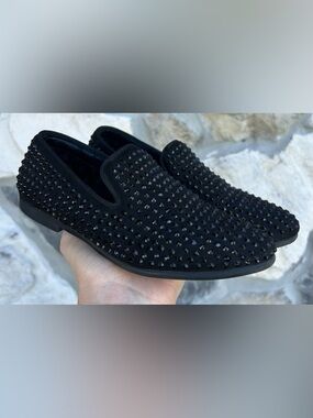 Steve Madden Little Boys Rhinestone Loafers Size 12 Black Dressy Formal Trendy